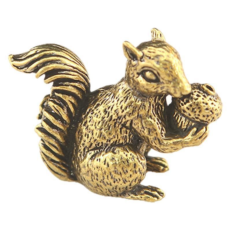 2PCS Solid Brass Squirrel Incense Holder 4.2cm Mini Figurine Desktop Ornament