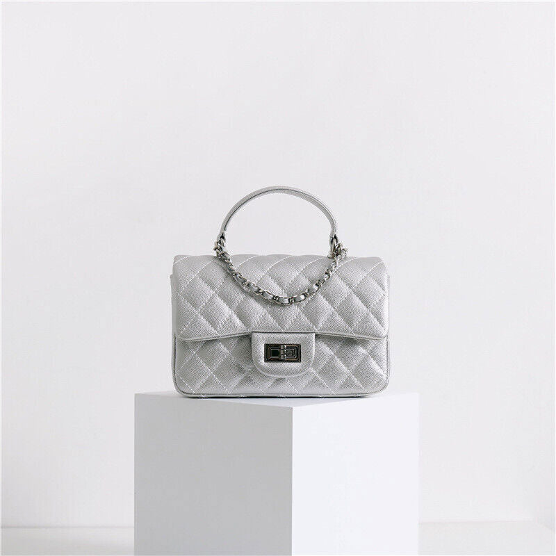 Quilted Lambskin Leather Small Flap Purse Chain Tote Shoulder bag Crossbody