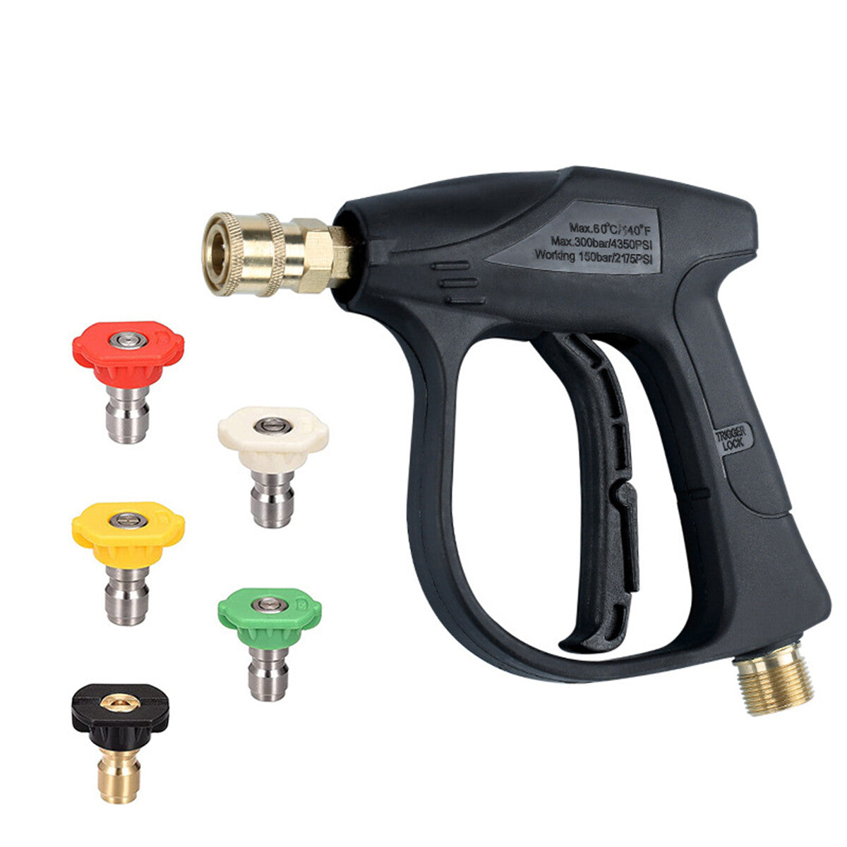 1/4" High Pressure Washer Gun 4000 PSI Car Wash Foam Spray Short Wand w/5 Nozzle