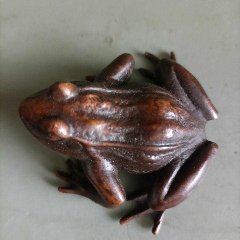 Antique Collection Solid Frog Ornament Small Handle Tea Pet Ornament Statue