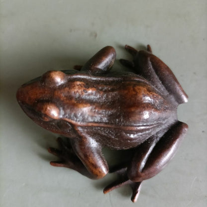 Antique Collection Solid Frog Ornament Small Handle Tea Pet Ornament Statue