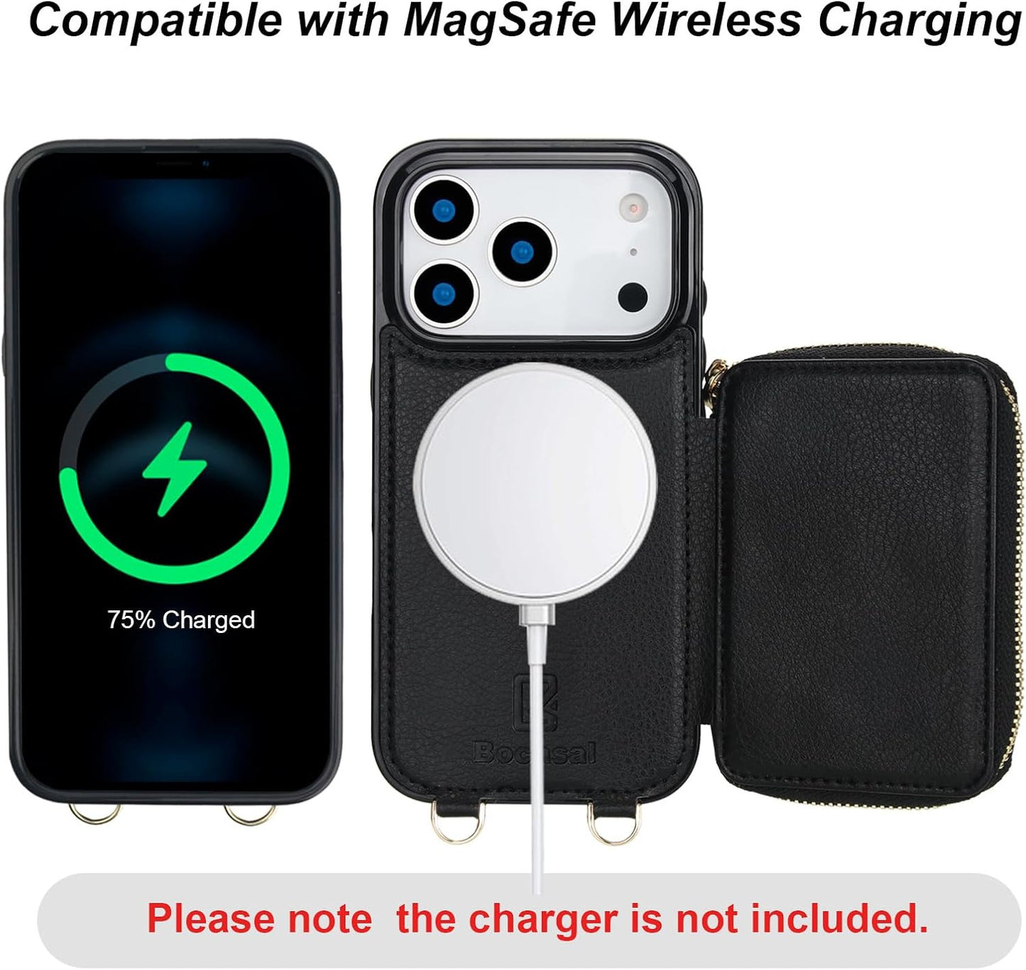 for Magsafe Crossbody Wallet Case Compatible with Iphone 17 Pro, RFID Blocking P