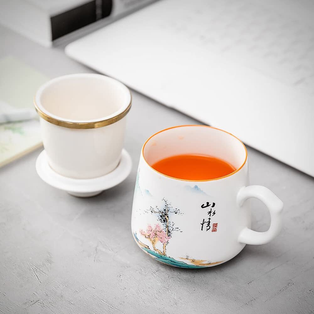 380ml Mug Ceramic Cup Tea Separation Water Cup Filter Tea Cup Kung Fu Tea Set