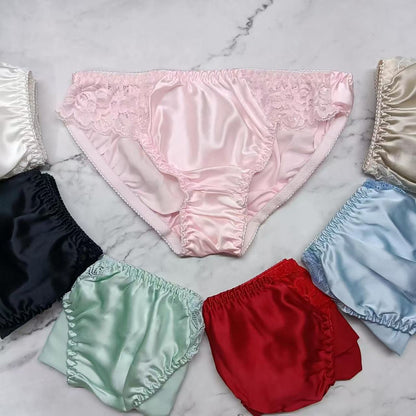 8pcs 100% Silk Women's Bikinis Panties Lace Size: M L XXL