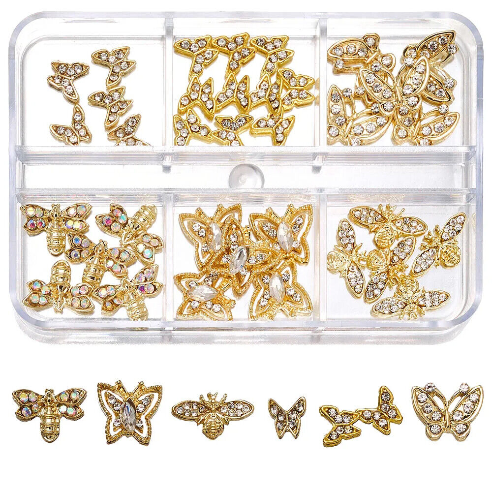 Nail Charms 30Pcs Boxed Luxury Shiny Planet Alloy 3D Art Rhinestones Bling Decor
