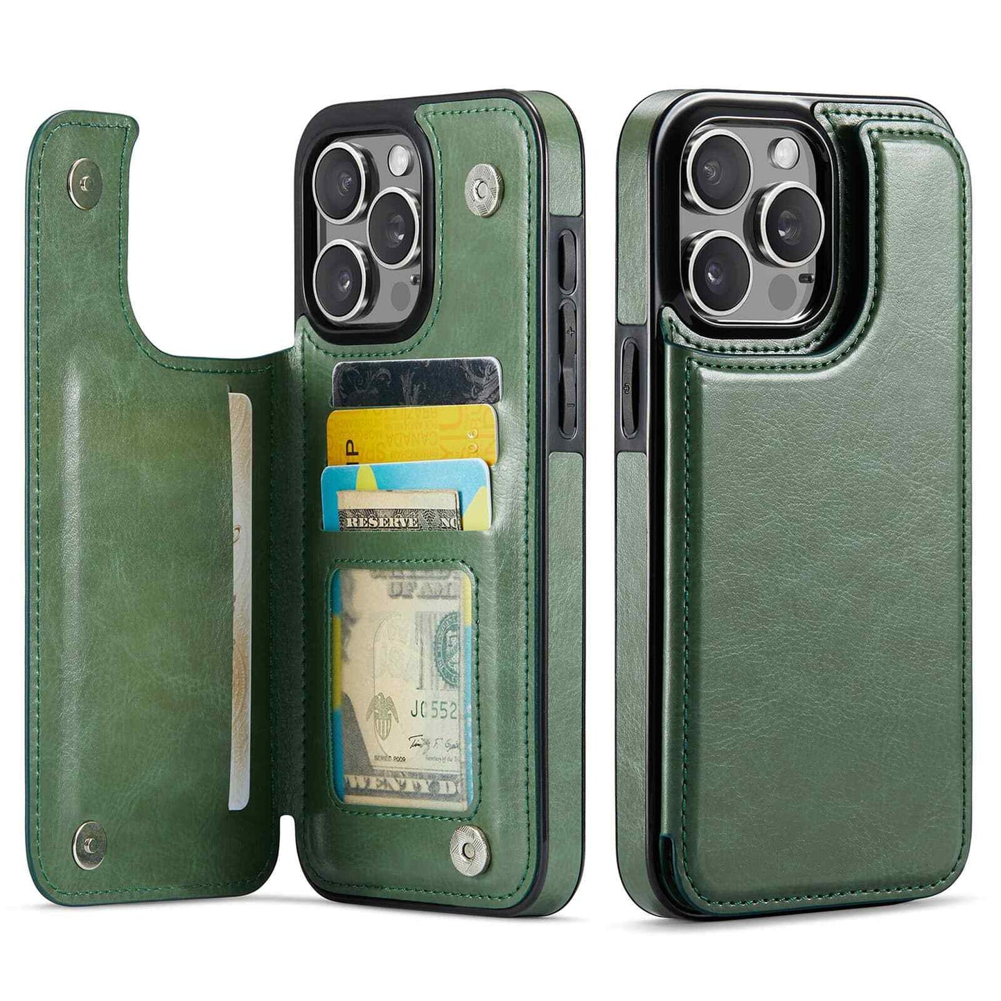 Magnetic Wallet Case for iPhone 16 15 14 13 12 Pro Max SE 2022 8 7 Card Slots