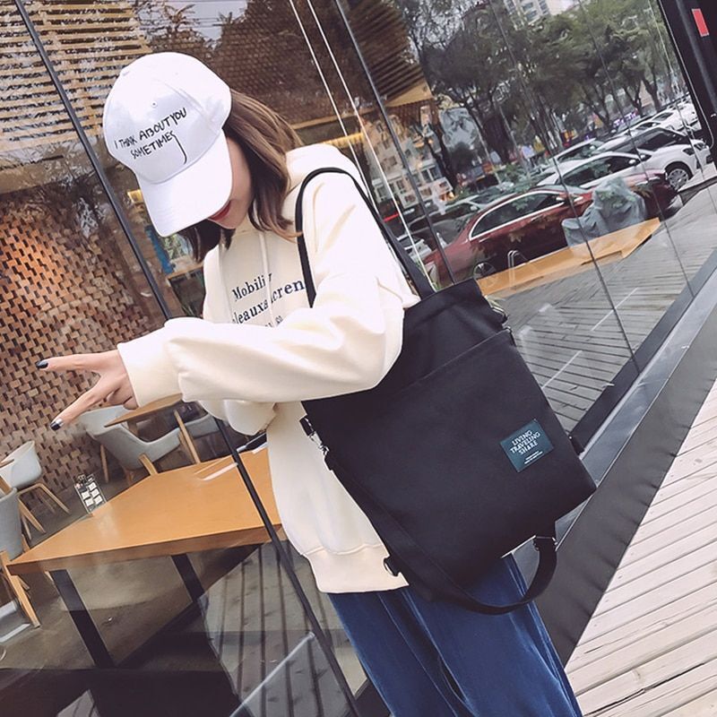 Large Shoulder Bag Handbag Canvas School Backpack Crossbody Shopper Bag 33*38*4
