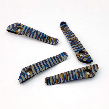 1PC. TC4 Pocket Clip for Strider SMF / SNG Tiger grain roasted titanium