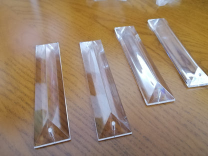 10Pcs 4" Acrylic Crystal Prism Chandelier Lamp Parts 2Holes Prism Part Pendant