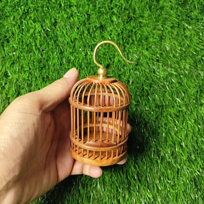 Bamboo Mini Insect Cage Handmade Katydid Cricket Cage Ornament 7cm Diameter