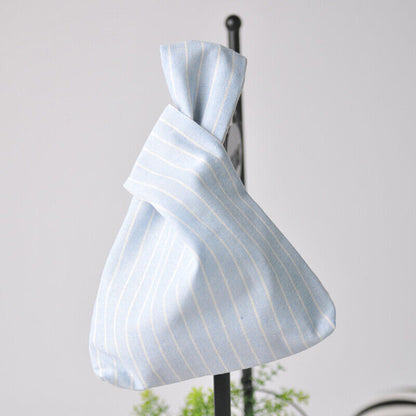 Women Portable Knot Wrist Bag Janpanese Stripe Bag Purses Phone Key Coin Pouch