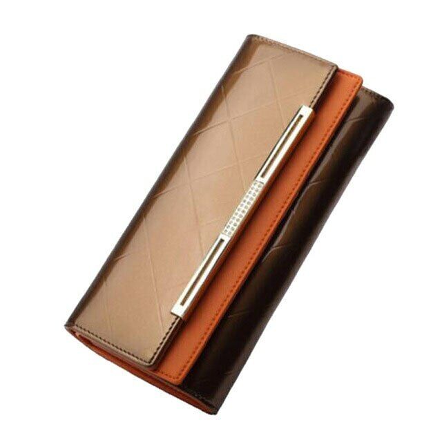 Women's Wallets Cash Clip Leather Billfold Handbag Ladies Purse Long Card Clamps