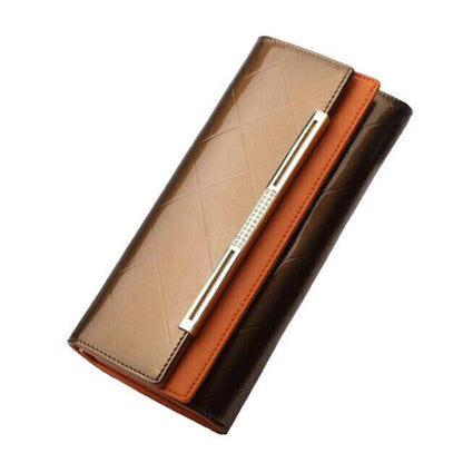 Women's Wallets Cash Clip Leather Billfold Handbag Ladies Purse Long Card Clamps