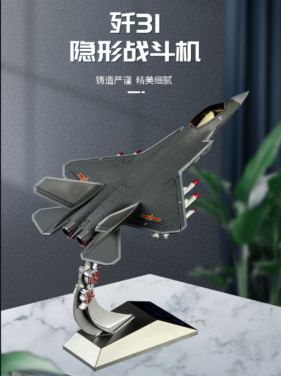 1:60 29CM China J-31 Stealth Fighter Airplane Diecast Military Aircraft Model