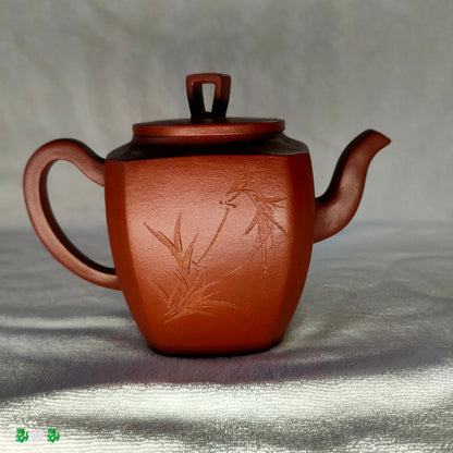 Chinese Yixing Zisha Clay Handmade Exquisite Teapot （刻绘高八方 底款：顾景舟）