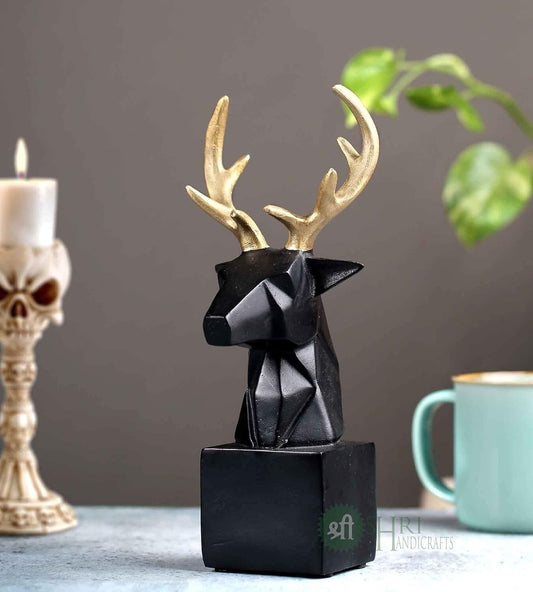 Polyresin Statue Deer Head Geometric Animal Idol Figurine Home Decor