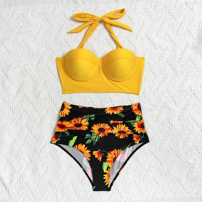 Women Swimsuit Sleeveless Bikini Set Shorts Two Piece Set Bathing Suit Swimwear