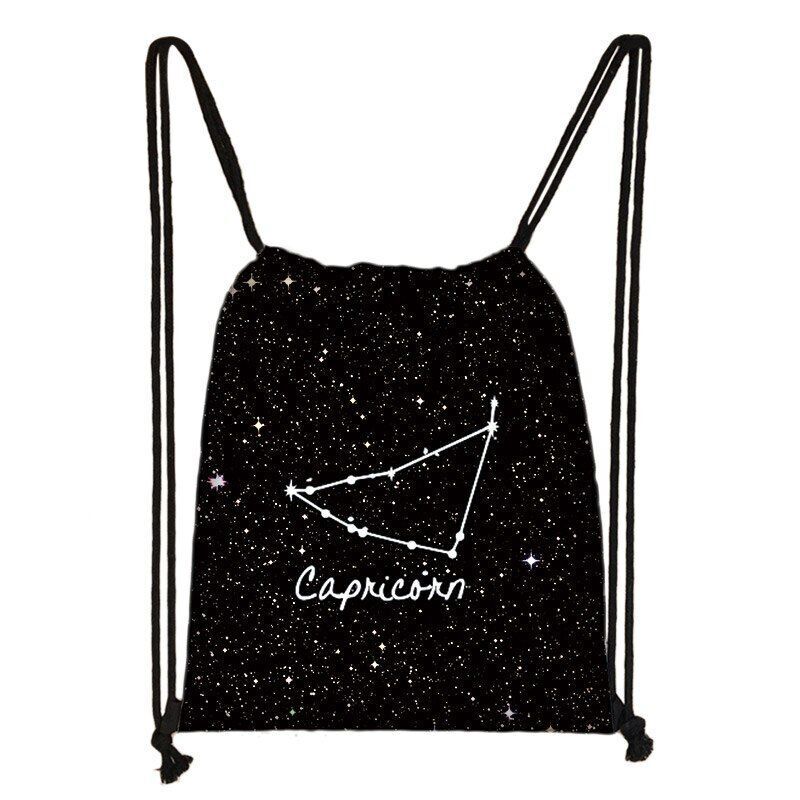 Zodiac Sign Purse Backpack Galaxy Drawstring Bag Rucksack Storage Bag Travelling