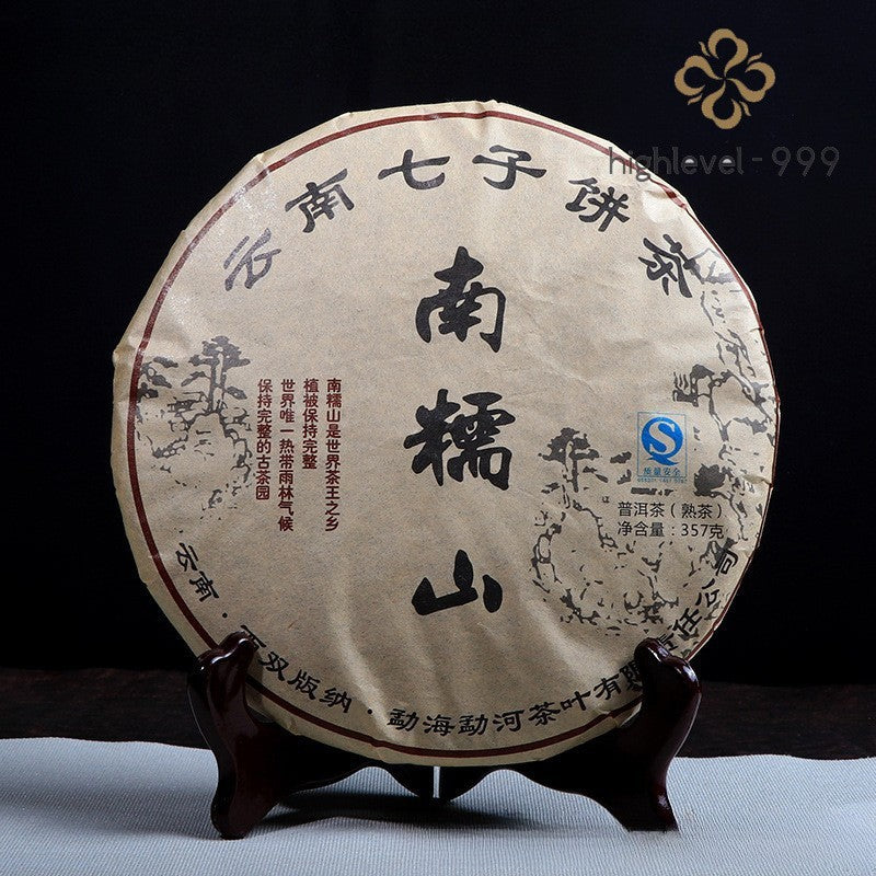 357g Ripe Pu'er Tea Cake 2008 Menghai Nnuoshan Yunnan Aged Mountain Tea