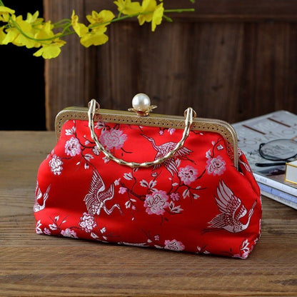 Flowers Style Vintage Kiss Lock Shell Bag Chain Shoulder Crossbody Bag Handbags