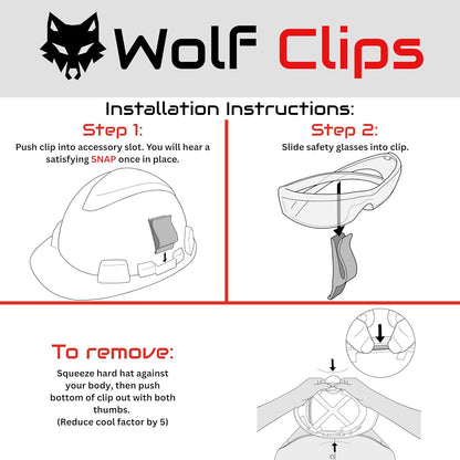 Wolf Clips – Hard Hat Accessory Clip – Durable PETG Construction Tool Holder – J