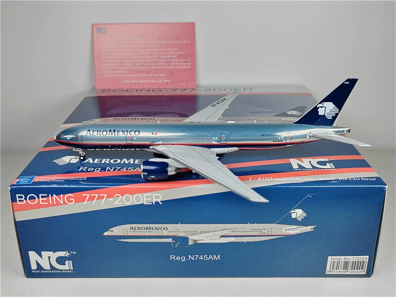 NG Model AEROMEXICO for Boeing B777-200ER N745AM Polishing 1:400 plane Pre-built