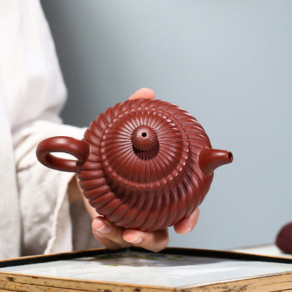 China Yixing Zisha Pottery Clovershrub Clay Handmade Tendon Grain Teapot