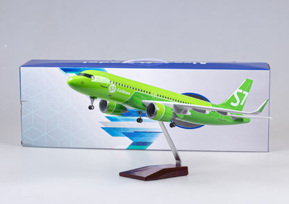 47CM 1:80 S7 AIRLINES AIRBUS A320neo Airplane Landing Gear Resin Aircraft Model