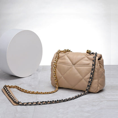 Mini Quilted Sheepskin Leather Small Flap Purse Shoulder Bag Tote Clutch Chains