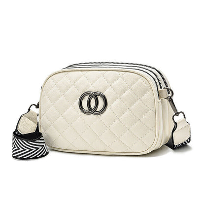 Fashion Shoulder Bag with Three Zippers Shoulder Strap Small Square Bag Women