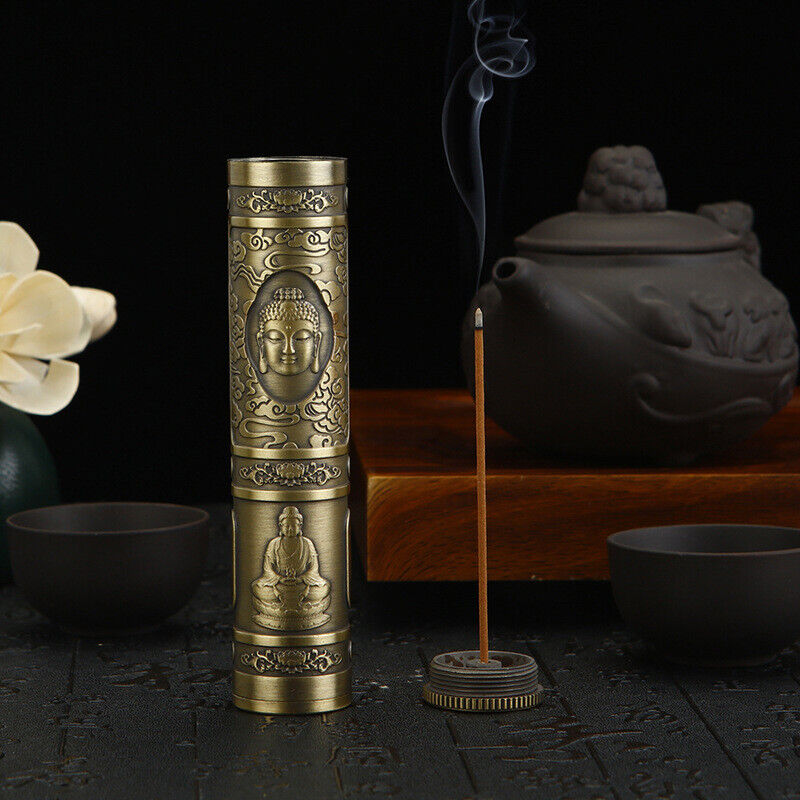 Buddha Metal Incense Storage Box Waterproof Incense Stick Storage Tube Case Gift