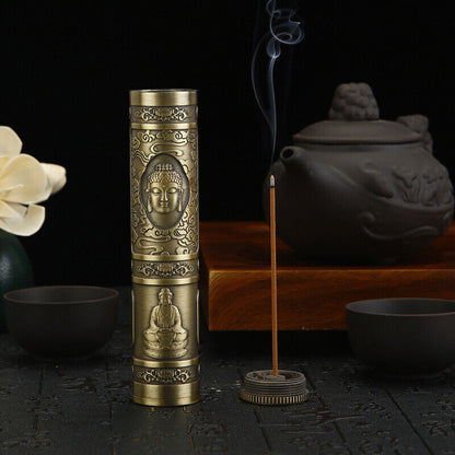 Buddha Metal Incense Storage Box Waterproof Incense Stick Storage Tube Case Gift