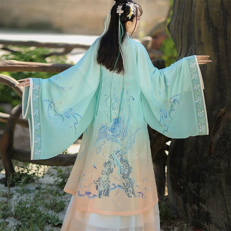 中国汉服加大码女式古代传统印花汉服仙女角色扮演-