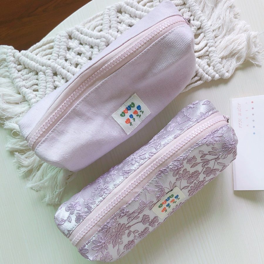 Small Cosmetic Bag Cute Makeup Cotton Fabric Toiletry Bag Students Organizer 1PC