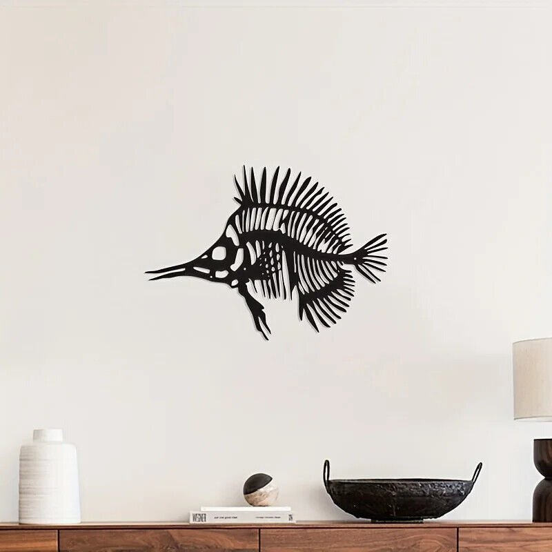 Metal Crafts Marine Fish Fishbone Ornaments Pendant Silhouette Iron Crafts
