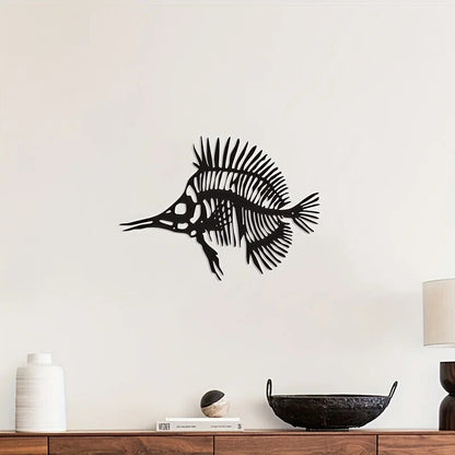 Metal Crafts Marine Fish Fishbone Ornaments Pendant Silhouette Iron Crafts