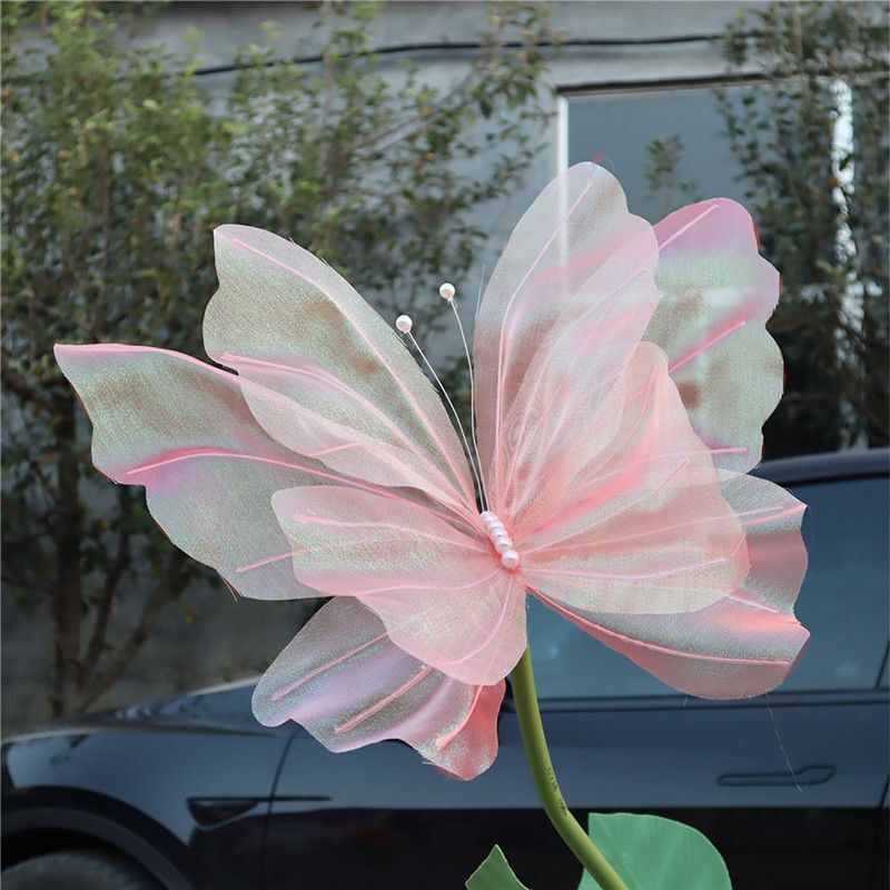 Simulation Flower 50cm Large Mesh Butterfly Display DIY Wedding Decoration Props