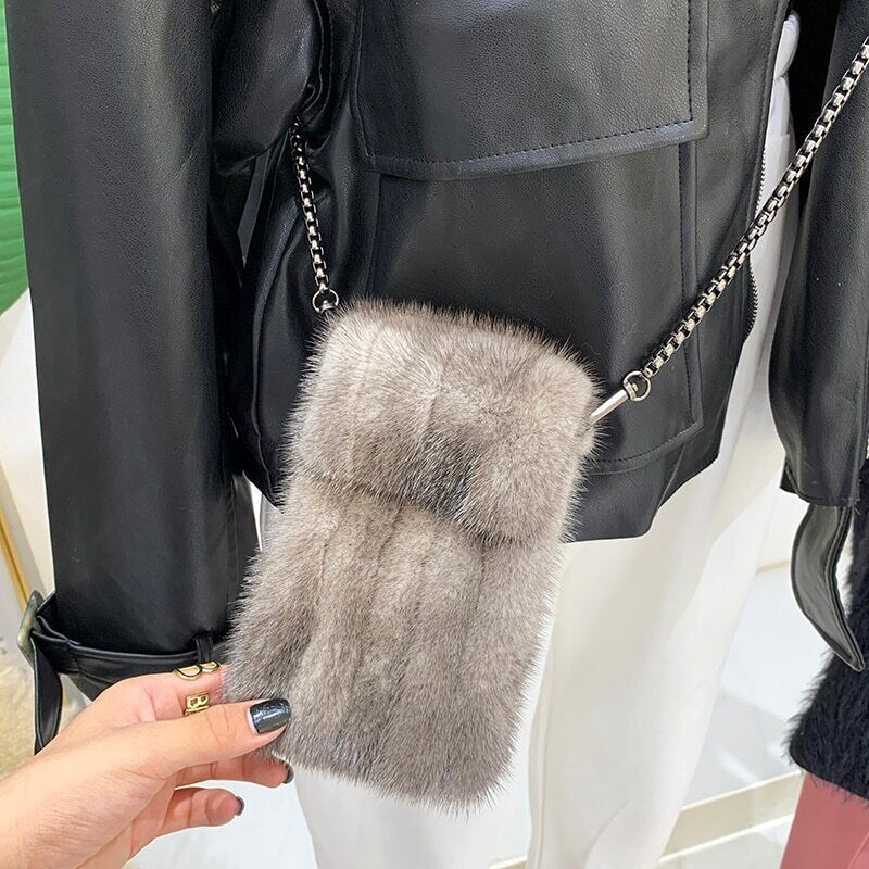 Mini Mink Hair Crossbody Small Bag Women's Shoulder Mobile Phone Bag