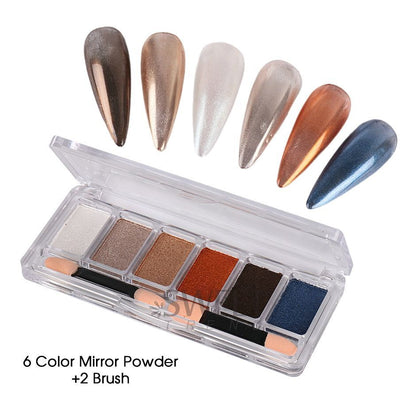 Nail Glitter Powder 6Color Mirror Holographic Glass Aurora Fine Pigment Manicure
