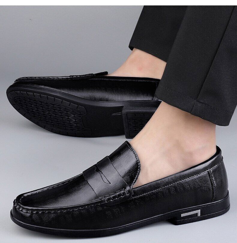 Autumn Spring Mens Loafers Shoes Leather Loafer Black Brown