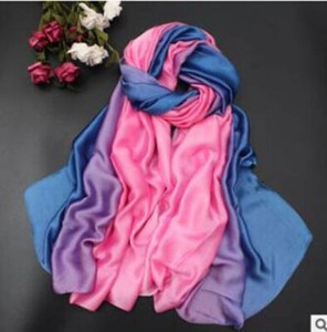 100*190cm Colorful Gradient Women Silk Scarf Shawl Belly Dance Waving Scarf Veil