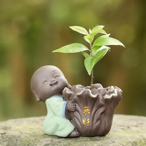 Small Vase Decoration Yixing Zisha Little Monk Tea Pet China Tea Play Creative