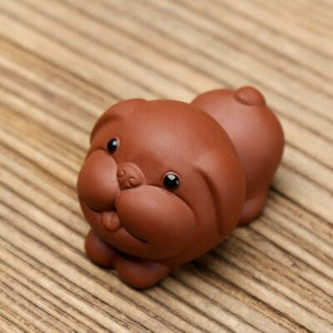Home Decoration Zisha Purple Clay Tea Pet Dog Statue Mini Size China Ornament
