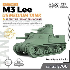 SSMODEL SS524 1/200/220/350/700 Military Model Kit US M3 Lee Medium Tank