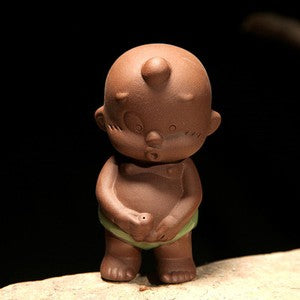 Chinese Brother Kiln Creative Tea Pet Pee Doll Statue Purple Clay Ornament