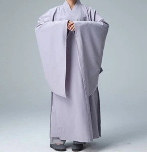Cotton Shaolin Buddhist Monk Dress Meditation Long Robe Gown Kung Fu Uniform New
