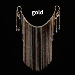 Retro Bride Hanfu Face Curtain Tassel Metal Chain Veil Ear Hook Accessory Fairy