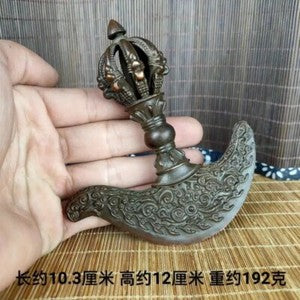 China Antique Bronze Tibetan Nepalese Dragon Vajra Tomahawk Collect Vajra Pestle