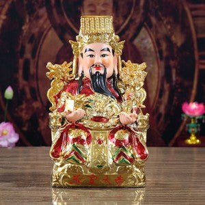 Chinese Ceramic Jade Emperor Queen Mother Goddess Statue Household Ornaments