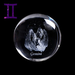 Zodiac Sign Star Crystal Ball Laser Engraved Glass Sphere Crystal 80MM Gift